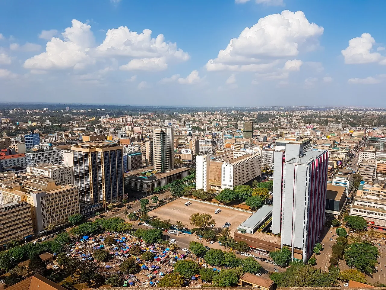 Aerial view of central Nairobi
